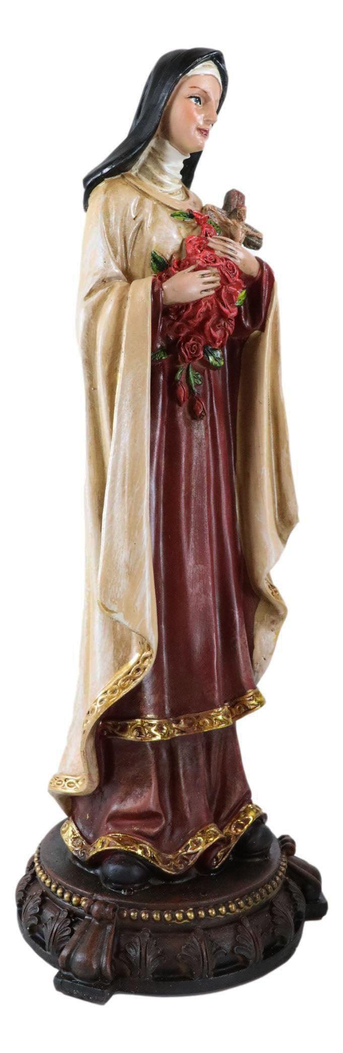Ebros Gift Catholic Saint Therese Of Lisieux W/ Cross And Red Roses Little Flower Figurine