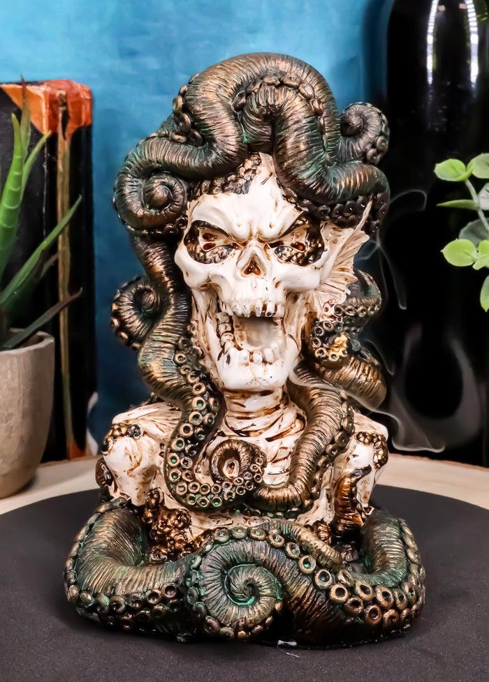 ebros gift Cecelia Octopus Sea Witch Skull Bust Backflow Incense Cone Burner Figurine