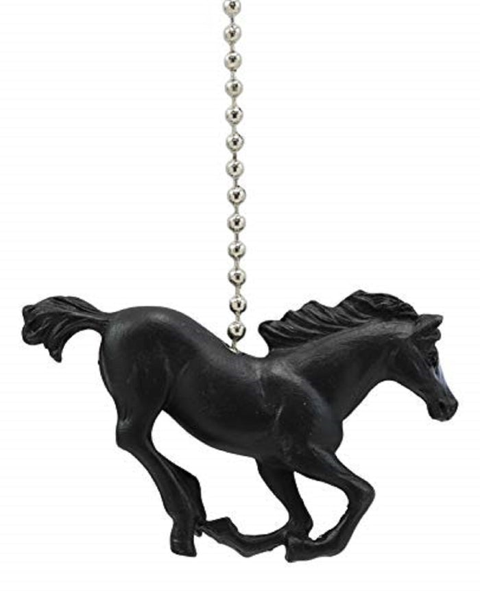 Ebros Gift Ceiling Fan Metal Pull Chain With Black Equestrian Galloping Horse Handle Knob