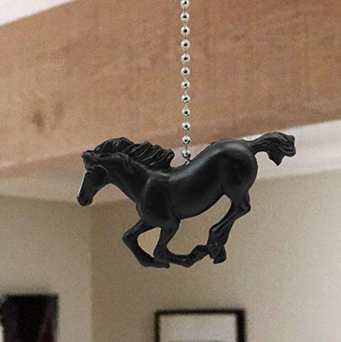 ebros gift Ceiling Fan Metal Pull Chain With Black Equestrian Galloping Horse Handle Knob