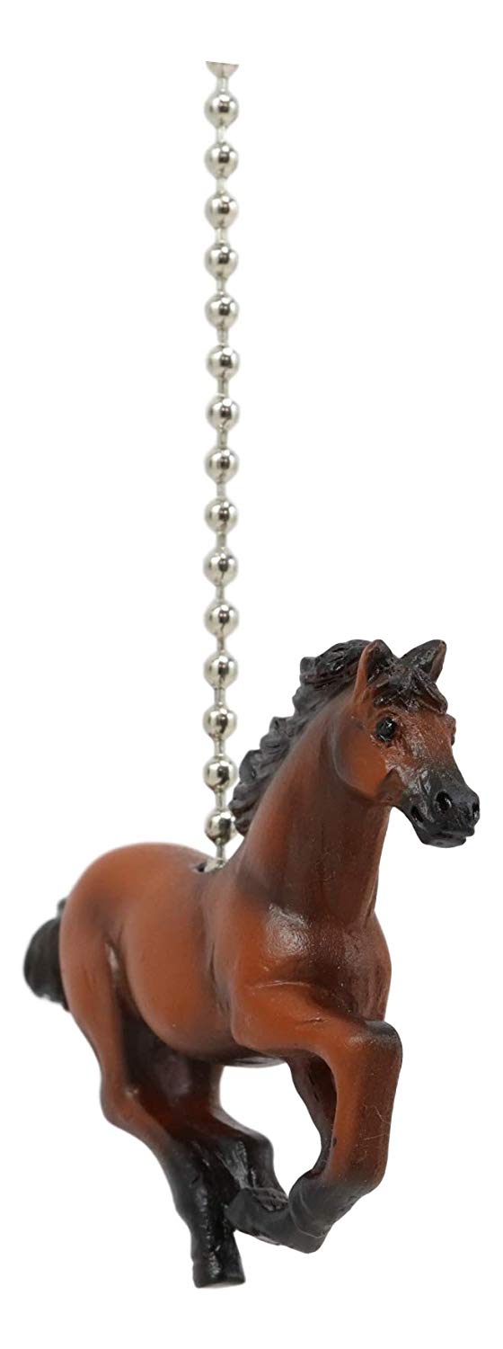 Ebros Gift Ceiling Fan Metal Pull Chain With Brown Equestrian Galloping Horse Handle Knob