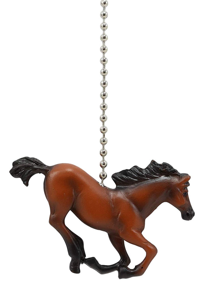 Ebros Gift Ceiling Fan Metal Pull Chain With Brown Equestrian Galloping Horse Handle Knob