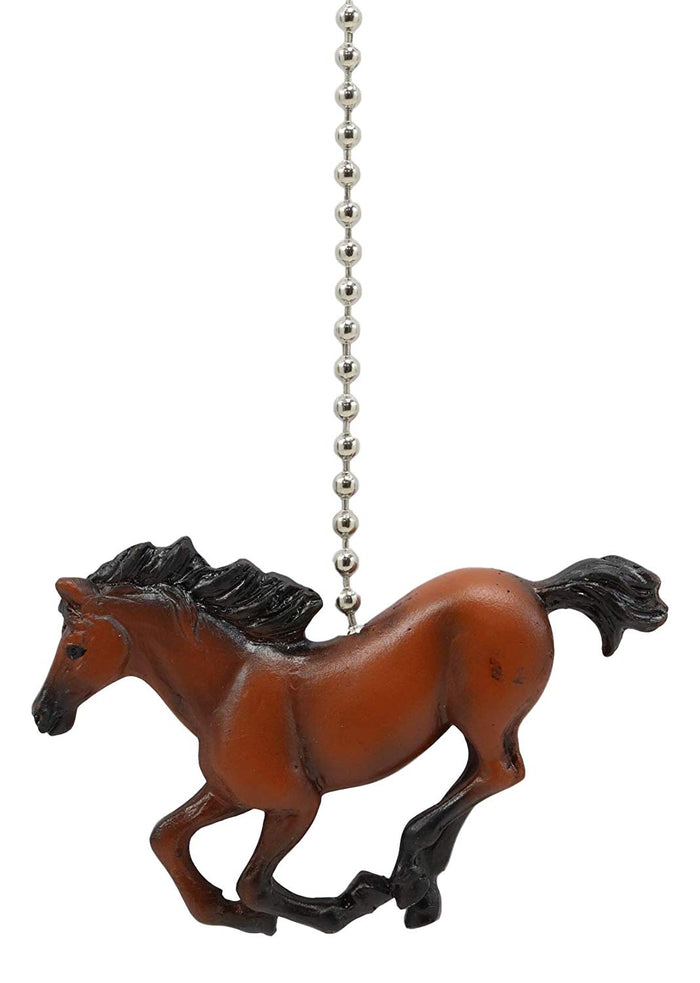 Ebros Gift Ceiling Fan Metal Pull Chain With Brown Equestrian Galloping Horse Handle Knob