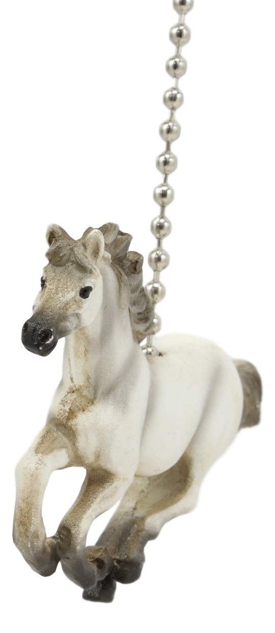 Ebros Gift Ceiling Fan Metal Pull Chain With White Equestrian Galloping Horse Handle Knob