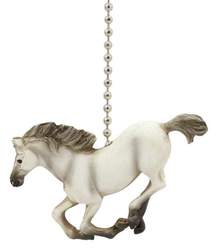 Ebros Gift Ceiling Fan Metal Pull Chain With White Equestrian Galloping Horse Handle Knob