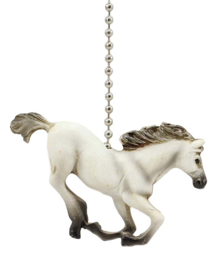 Ebros Gift Ceiling Fan Metal Pull Chain With White Equestrian Galloping Horse Handle Knob