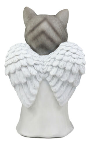 Ebros Gift Celestial Angel Grey Cat In White Tunic Robe Pet Memorial Figurine Inspirational