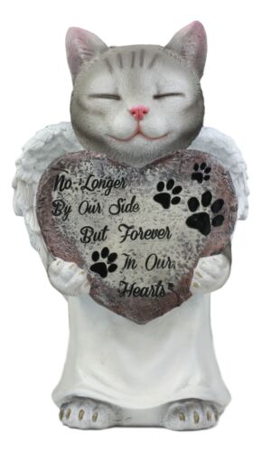 ebros gift Celestial Angel Grey Cat In White Tunic Robe Pet Memorial Figurine Inspirational