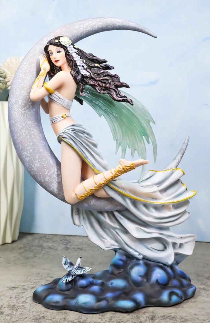 ebros gift Celestial Dream Voyage Crescent Moon Lullaby Fairy Floating On Clouds Statue