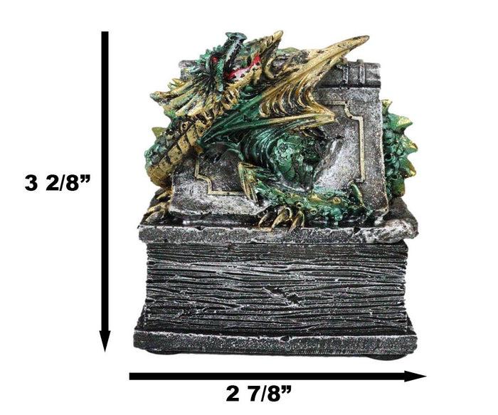 Ebros Gift Celtic Beowulf Dragon Trapped In Tombstone Small Jewelry Trinket Box Figurine