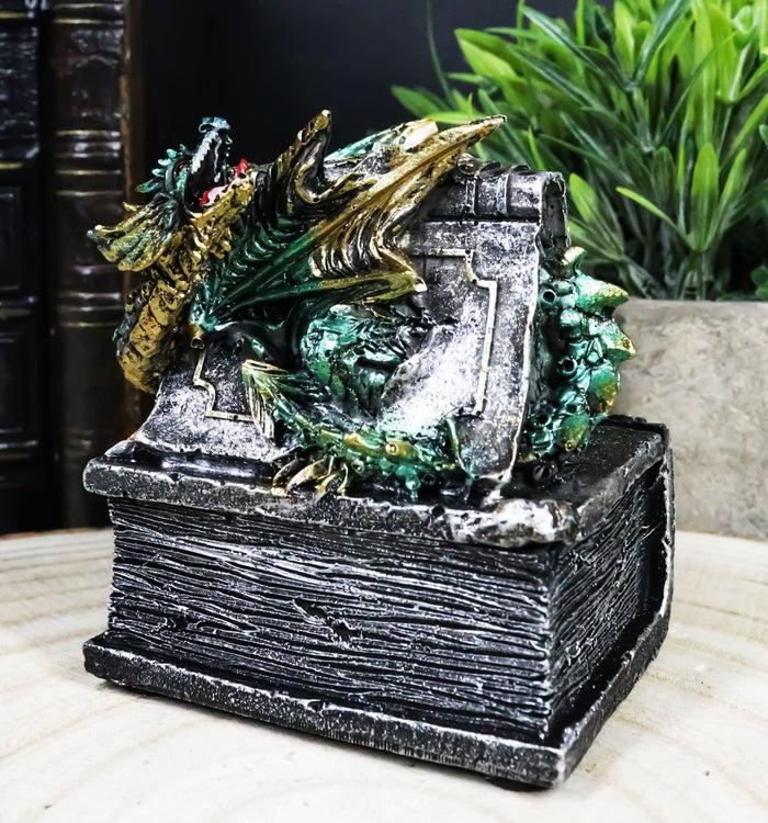 ebros gift Celtic Beowulf Dragon Trapped In Tombstone Small Jewelry Trinket Box Figurine