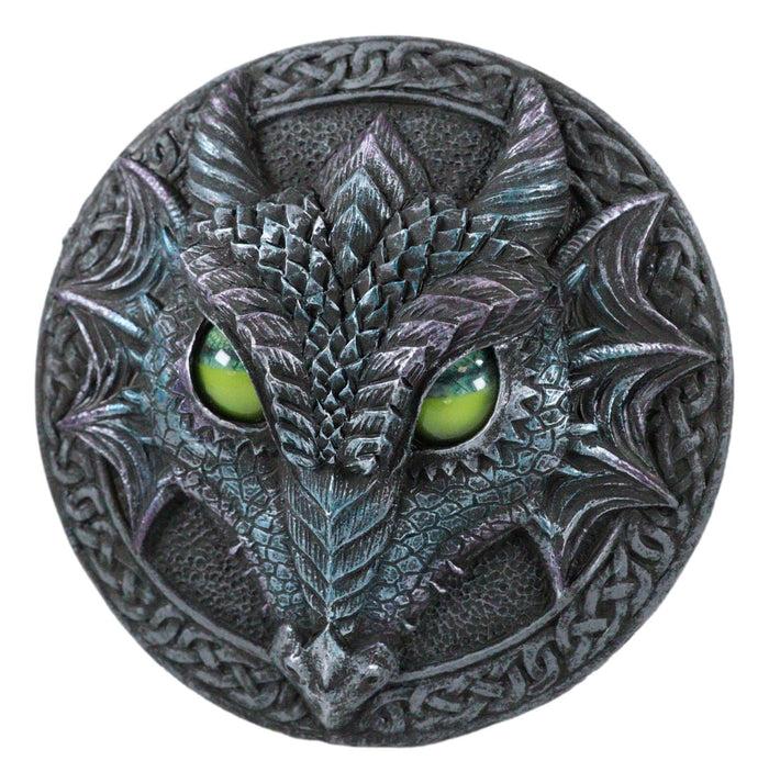 Ebros Gift Celtic Blue Midnight Dragon Face With Rolling Eyes Decorative Box Figurine
