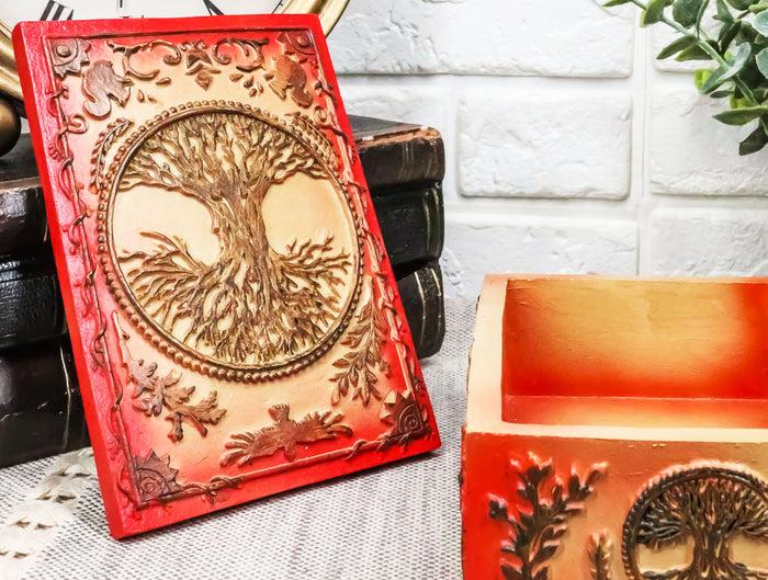 ebros gift Celtic Cosmic Tree of Life Wicca Tarot Cards Crystals Herbs Stash Decorative Box