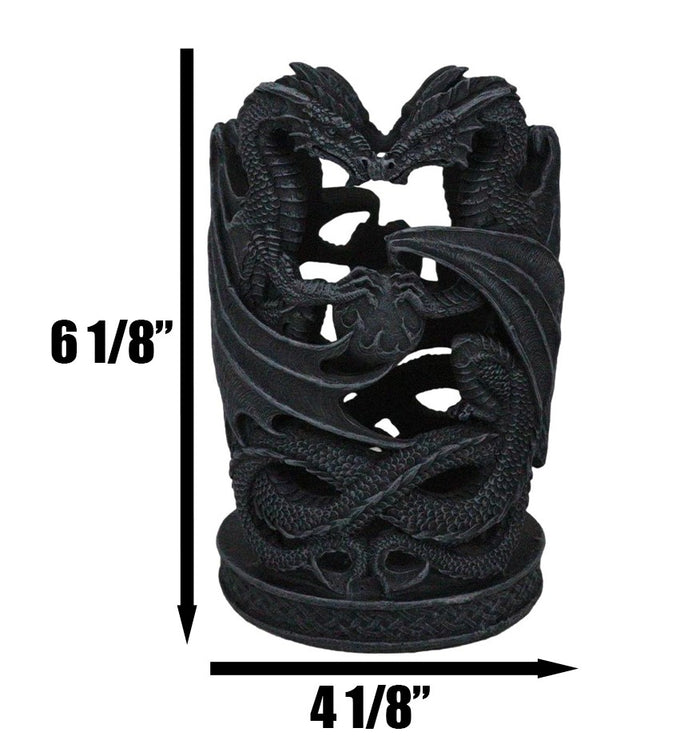 Ebros Gift Celtic Dual Dragons Earth Guardians Candleholder Pen Bottle Holder Figurine