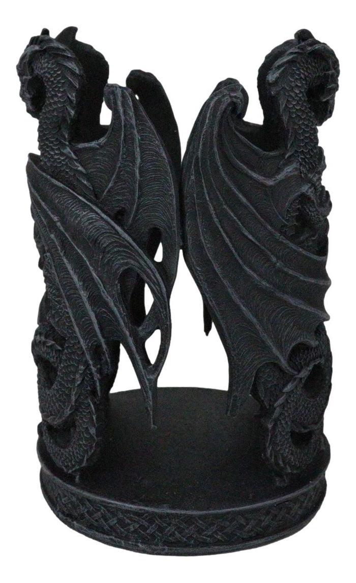 Ebros Gift Celtic Dual Dragons Earth Guardians Candleholder Pen Bottle Holder Figurine