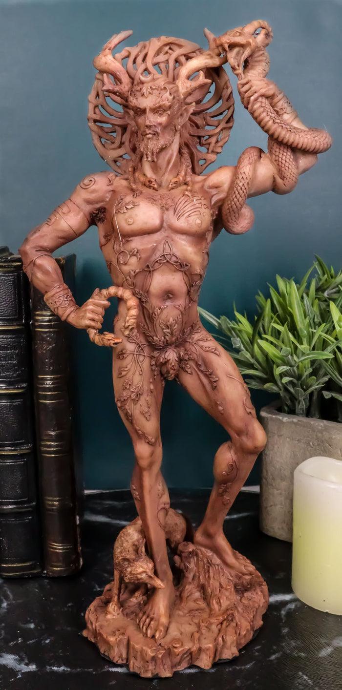 ebros gift Celtic God Cernunnos Horned God Herne The Hunter Holding Serpent Figurine 9.5"H