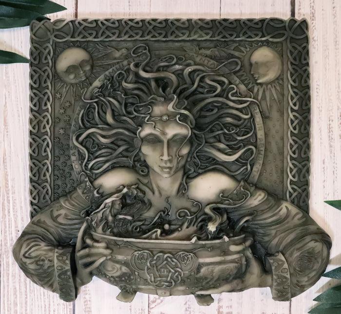 ebros gift Celtic Goddess of Rebirth Cerridwen With Magical Potions Cauldron Wall Decor