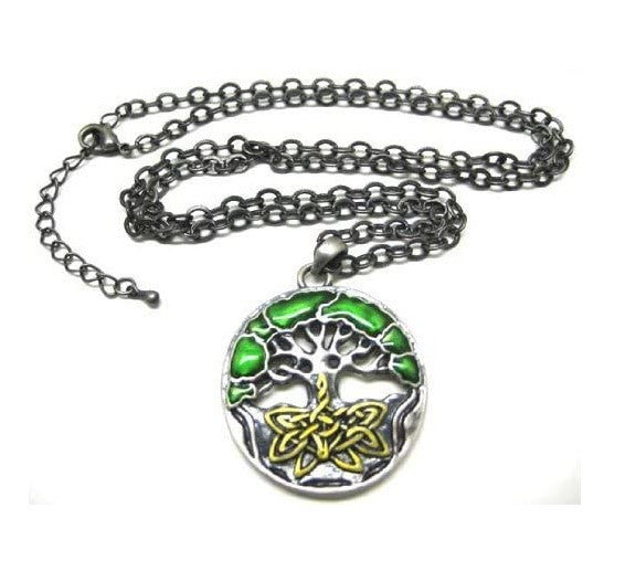 Ebros Gift Celtic Green Tree Of Life Alloy Necklace Lead Free