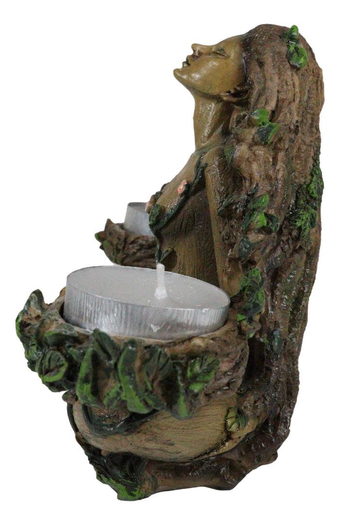 Ebros Gift Celtic Green Tree Woman Goddess Gaia Dryad Ent Double Votive Candles Holder