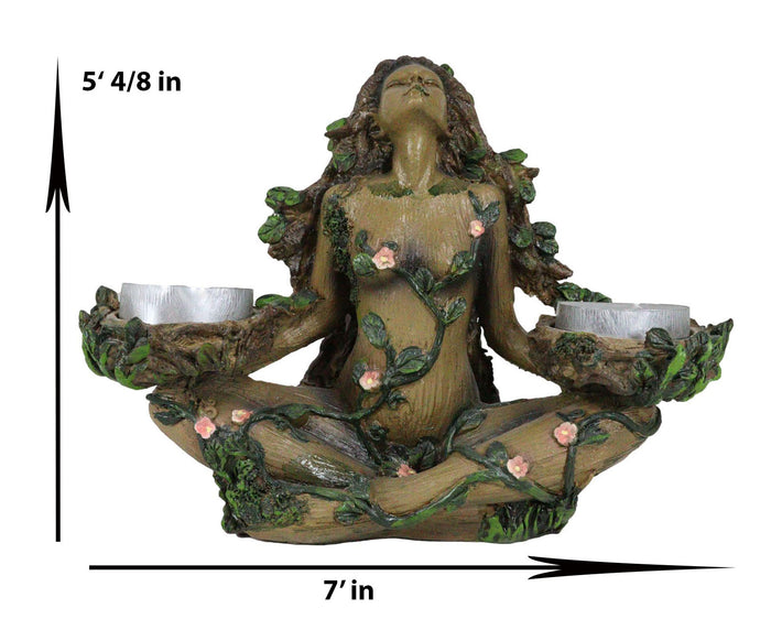 Ebros Gift Celtic Green Tree Woman Goddess Gaia Dryad Ent Double Votive Candles Holder