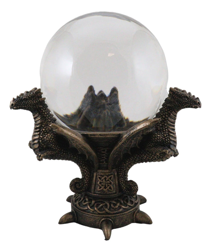 Ebros Gift Celtic Guardian Leviathan Trinity Dragon Meditation Gazing Ball Wicca Figurine