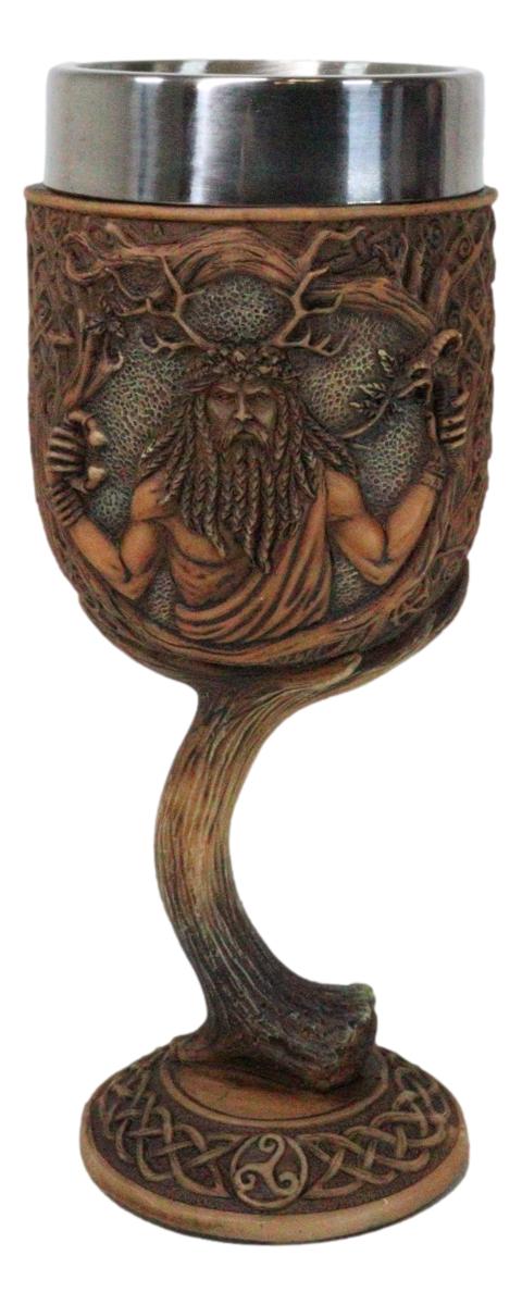 ebros gift Celtic Horned God Herne Cernunnos With Antlers And Sacred Symbols Wine Goblet