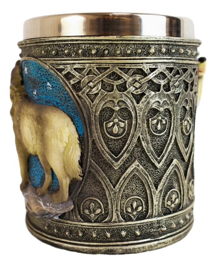 Ebros Gift Celtic Howling Direwolf Gray Wolf At Starry Night Mountains Coffee Mug 14oz