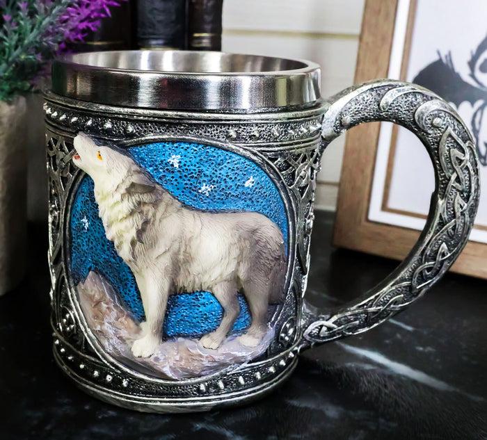 ebros gift Celtic Howling Direwolf Gray Wolf At Starry Night Mountains Coffee Mug 14oz