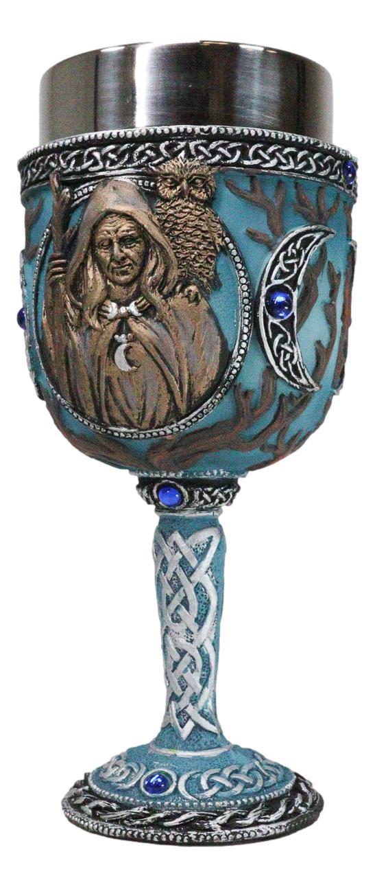 Ebros Gift Celtic Knot Triple Moon Goddess Maiden Mother Crone Pagan Wiccan Wine Goblet