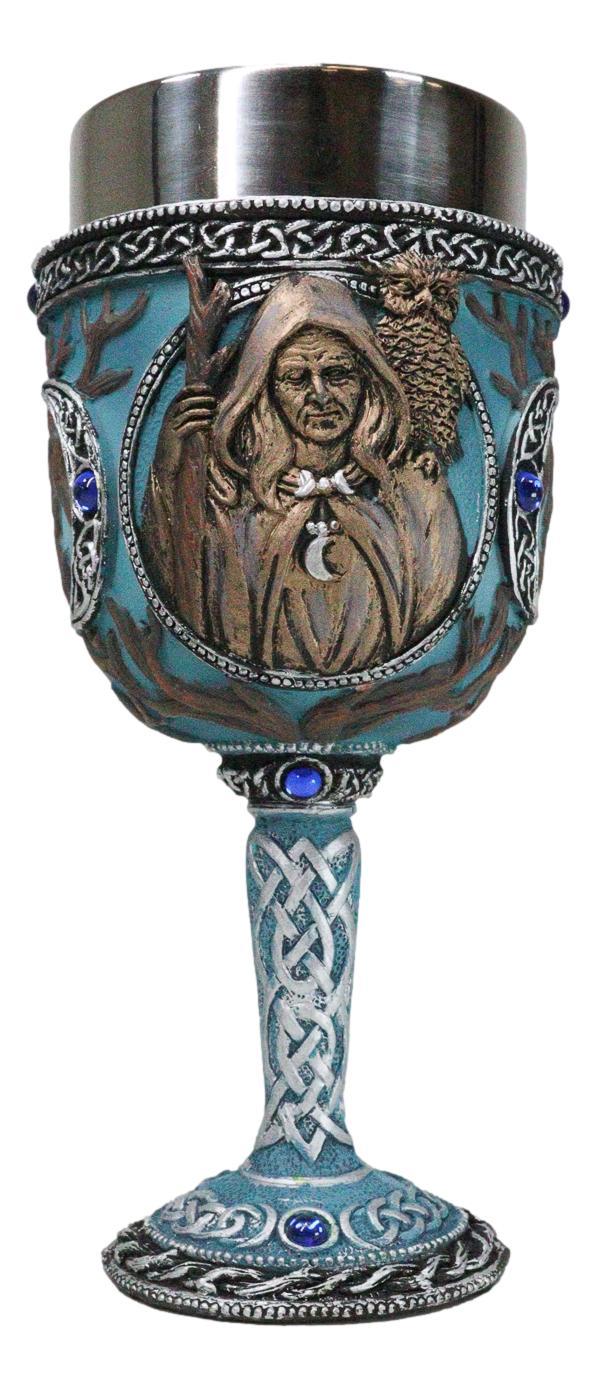 ebros gift Celtic Knot Triple Moon Goddess Maiden Mother Crone Pagan Wiccan Wine Goblet