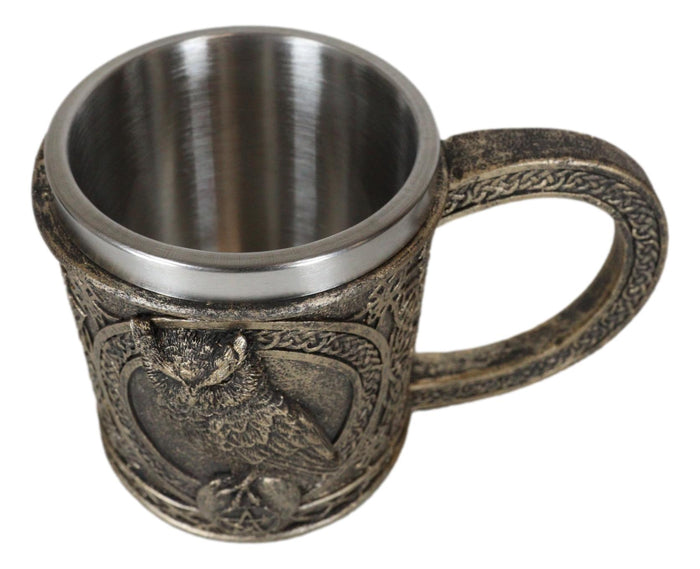 Ebros Gift Celtic Knot Wicca Wise Great Horned Owl Perching On Pentagram Star Coffee Mug