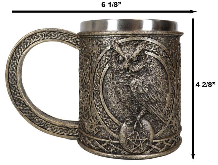 Ebros Gift Celtic Knot Wicca Wise Great Horned Owl Perching On Pentagram Star Coffee Mug