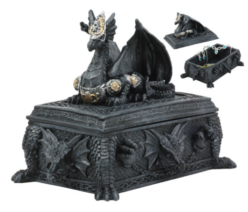 Ebros Gift Celtic Knotwork Alchemy Dragon Guarding The Saint George Tomb Decorative Box 7"L