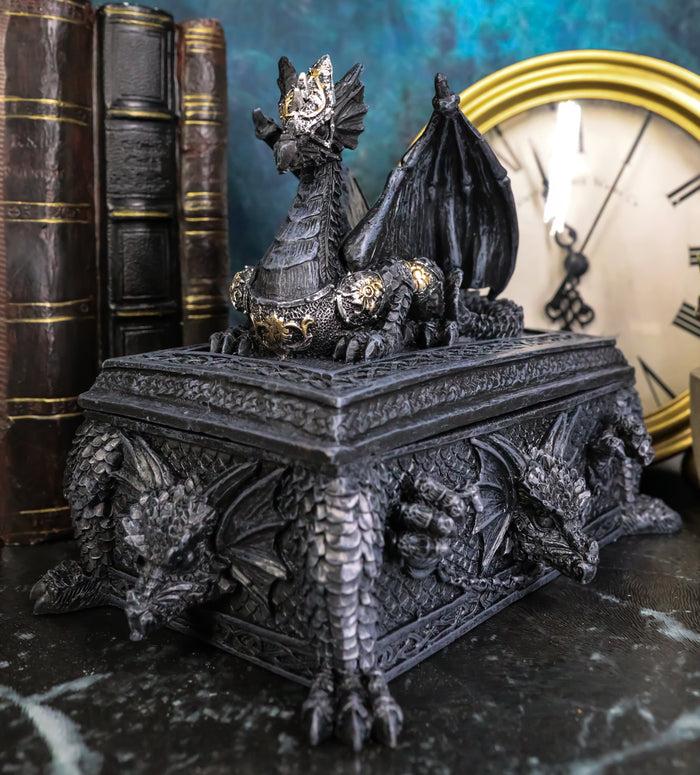 ebros gift Celtic Knotwork Alchemy Dragon Guarding The Saint George Tomb Decorative Box 7"L