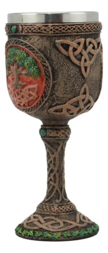 Ebros Gift Celtic Knotwork Cosmic Sacred Tree Of Life Wine Goblet 5oz Vial Of Immortality