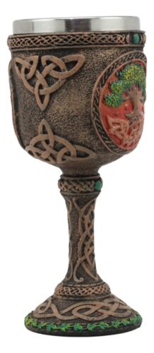 Ebros Gift Celtic Knotwork Cosmic Sacred Tree Of Life Wine Goblet 5oz Vial Of Immortality
