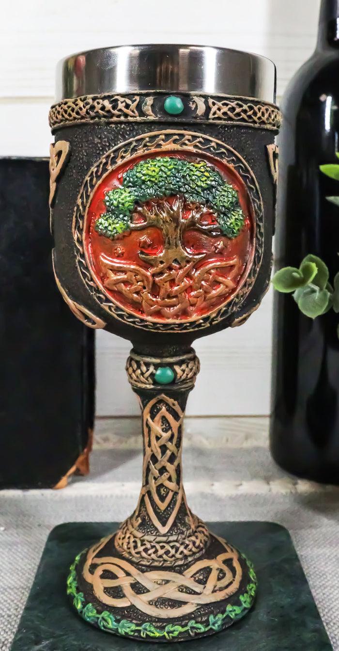 ebros gift Celtic Knotwork Cosmic Sacred Tree of Life Wine Goblet 5oz Vial Of Immortality