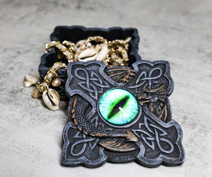 ebros gift Celtic Knotwork Cross Eye Of The Dragon Gothic Decorative Trinket Box Figurine
