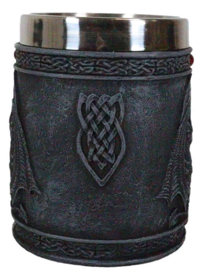 Ebros Gift Celtic Knotwork Dragon Lair Serpentine Drake With Red Gems Coffee Drink Cup Mug