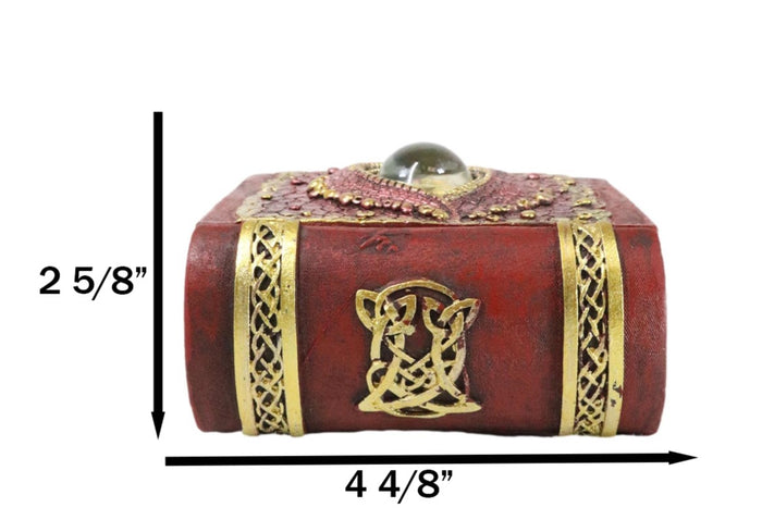 Ebros Gift Celtic Knotwork Eye Of The Dragon With Scales Red Trinket Book Box Figurine