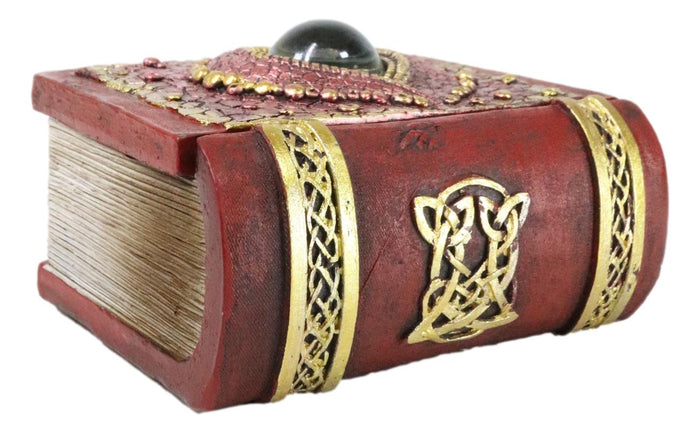 Ebros Gift Celtic Knotwork Eye Of The Dragon With Scales Red Trinket Book Box Figurine