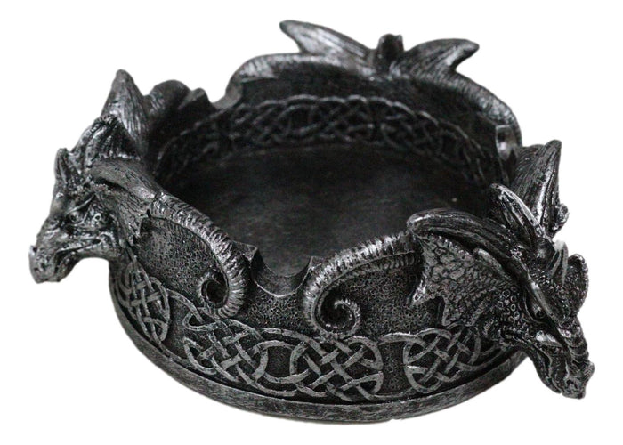 Ebros Gift Celtic Knotwork Gothic Ram Horned Trio Arcane Dragons Cigarette Ashtray Figurine
