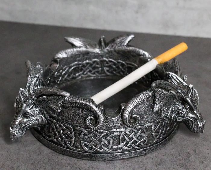 ebros gift Celtic Knotwork Gothic Ram Horned Trio Arcane Dragons Cigarette Ashtray Figurine
