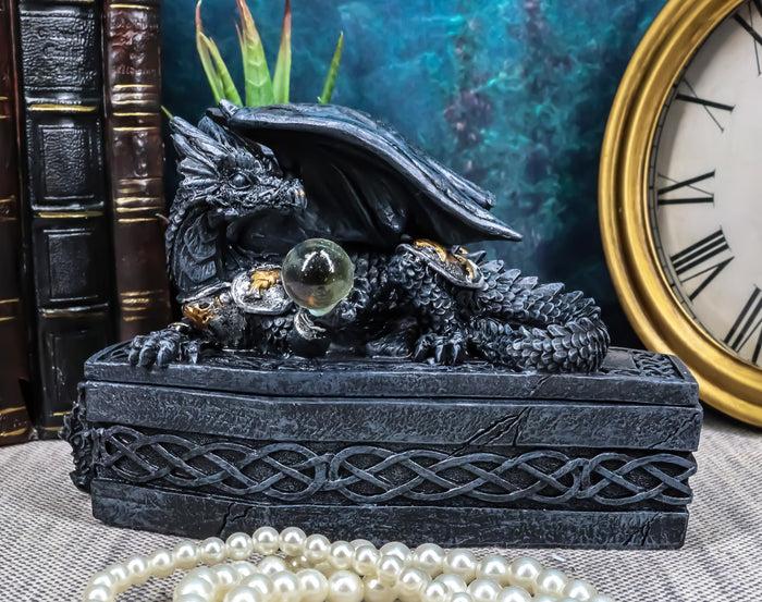 Ebros Gift Celtic Knotwork Mythical Alchemy Dragon On Coffin Decorative Trinket Jewelry Box