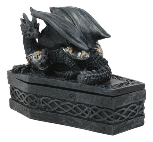 Ebros Gift Celtic Knotwork Mythical Alchemy Dragon On Coffin Decorative Trinket Jewelry Box