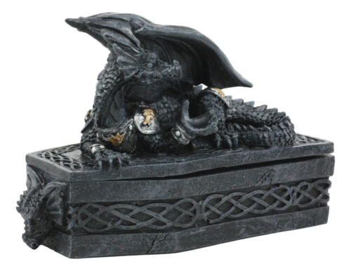 Ebros Gift Celtic Knotwork Mythical Alchemy Dragon On Coffin Decorative Trinket Jewelry Box