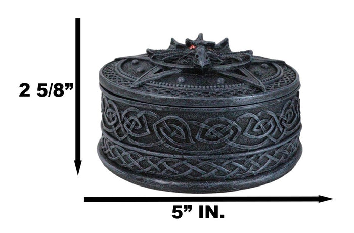 Ebros Gift Celtic Knotwork Pentagram Gaze Of The Dragon Decorative Jewelry Box Figurine