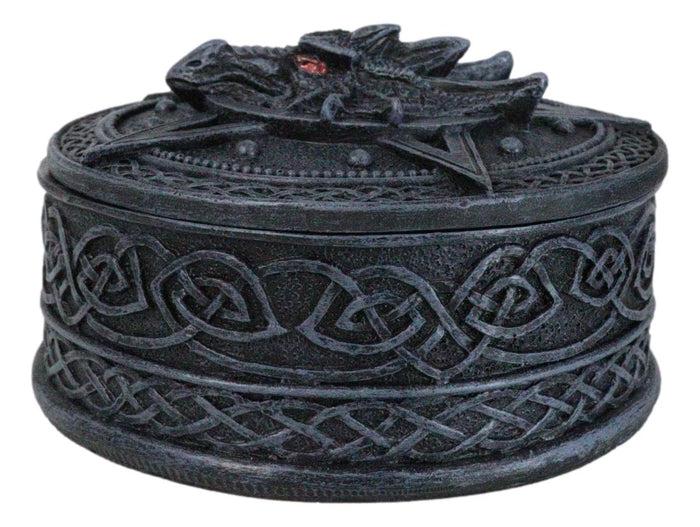 Ebros Gift Celtic Knotwork Pentagram Gaze Of The Dragon Decorative Jewelry Box Figurine