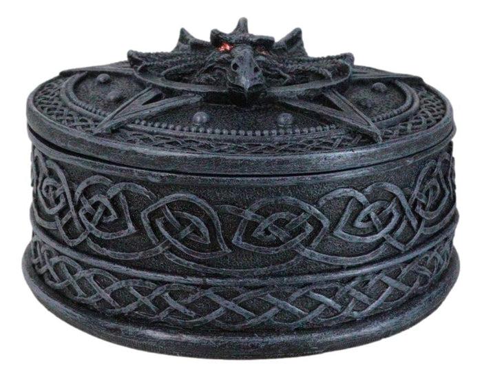 Ebros Gift Celtic Knotwork Pentagram Gaze Of The Dragon Decorative Jewelry Box Figurine