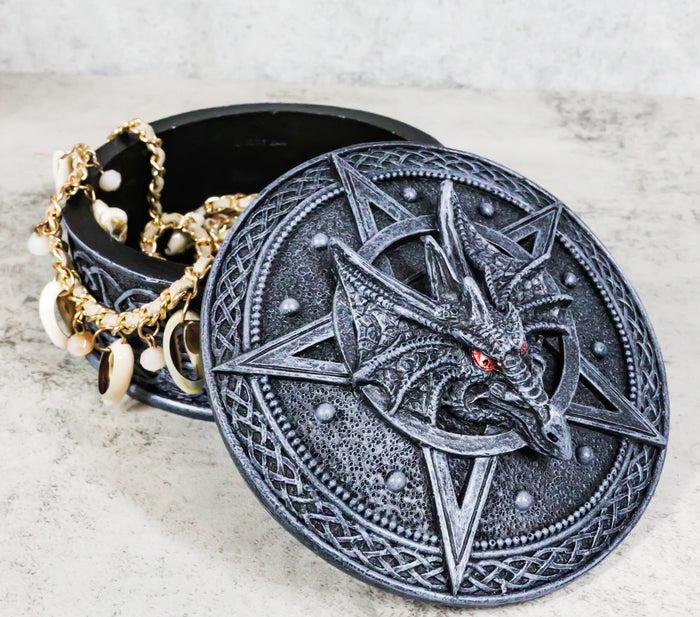ebros gift Celtic Knotwork Pentagram Gaze Of The Dragon Decorative Jewelry Box Figurine